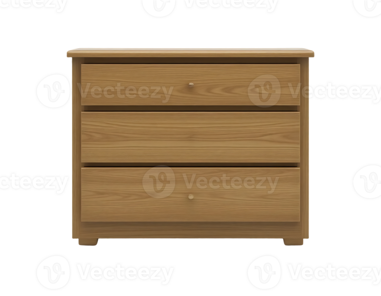 Wooden dresser with three drawers png