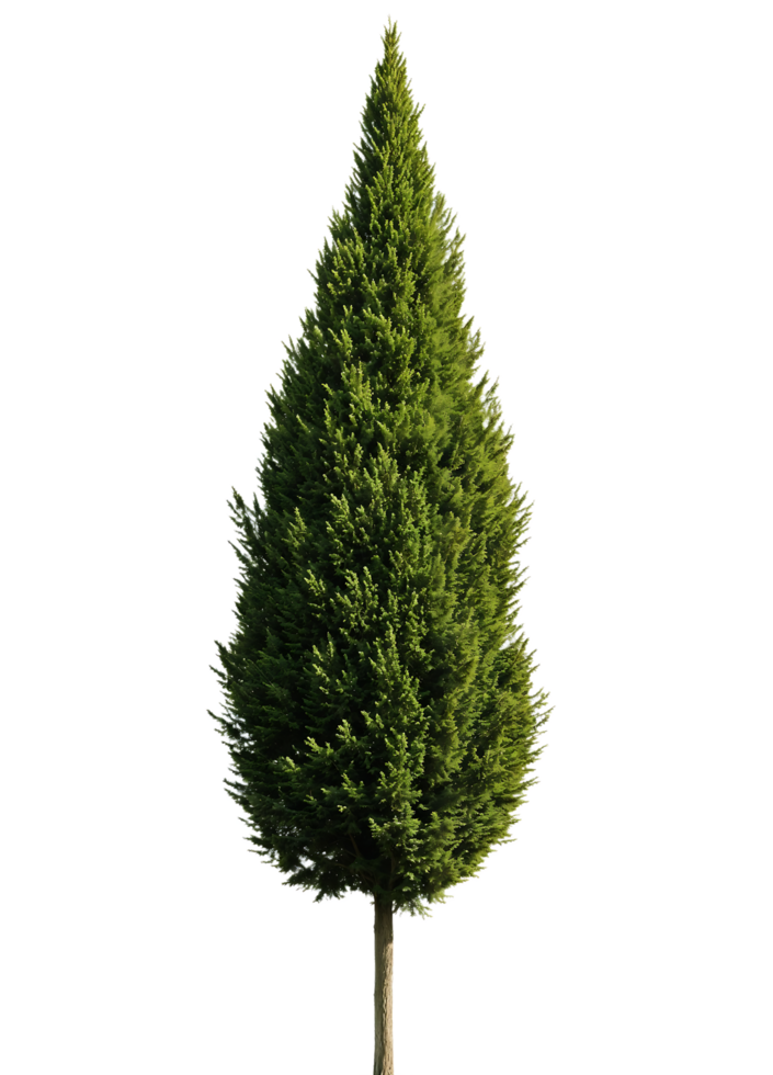 Tall, slender coniferous tree isolated on a transparent background, ideal for adding a touch of evergreen elegance to designs and visualizations png