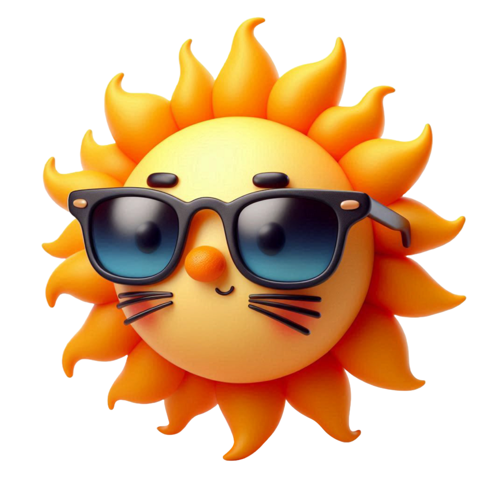 3d cute sun with sunglasses png