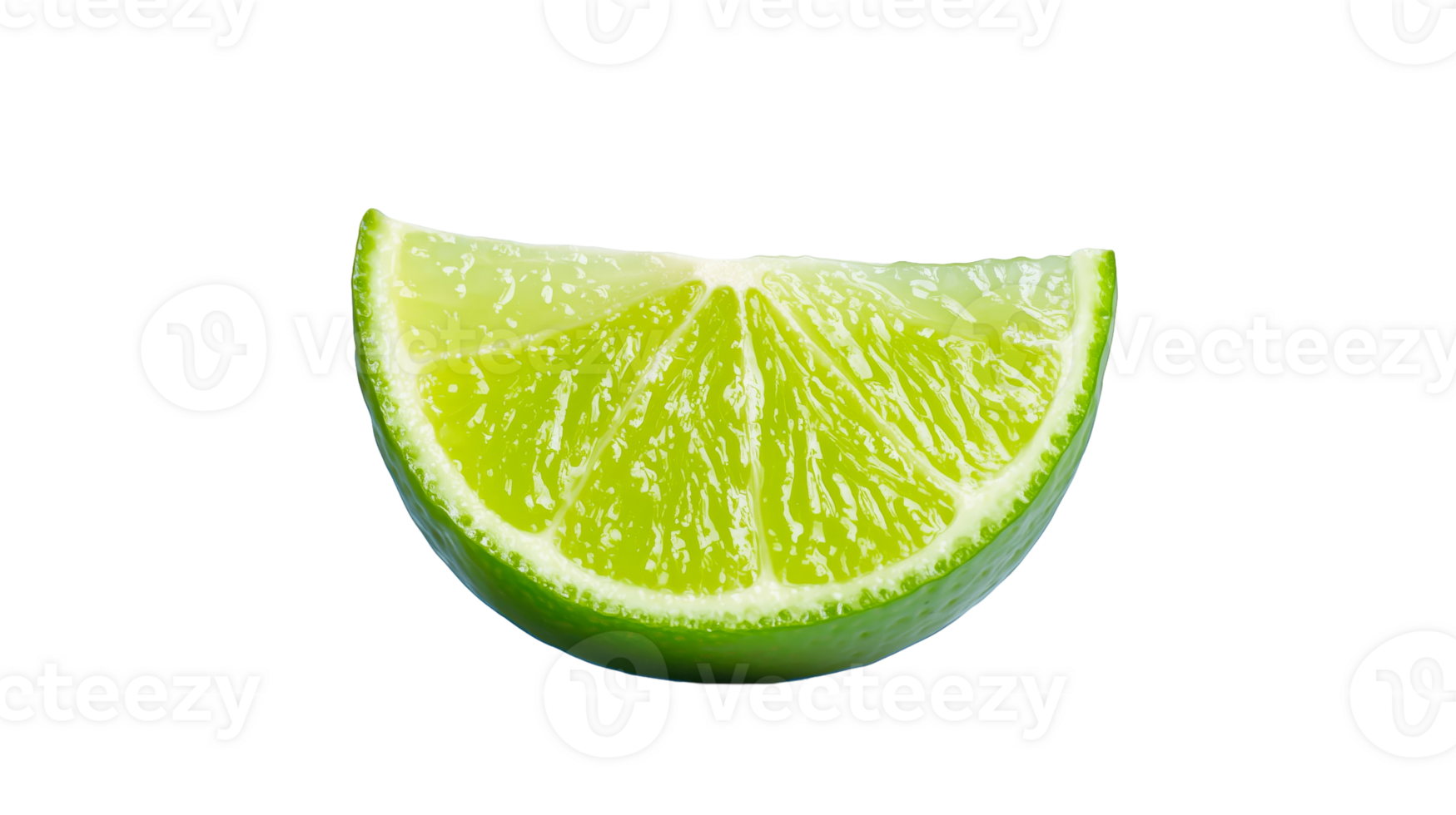 A vibrant, fresh lime slice showcasing its juicy texture and bright green color. Perfect for culinary uses, cocktails, and health trends emphasizing citrus benefits. png