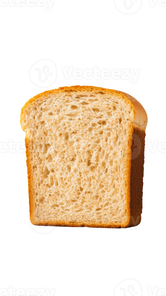 A perfectly baked slice of white bread, showcasing its soft texture and golden crust. Ideal for sandwiches or toasting, this image captures the essence of comfort food. png