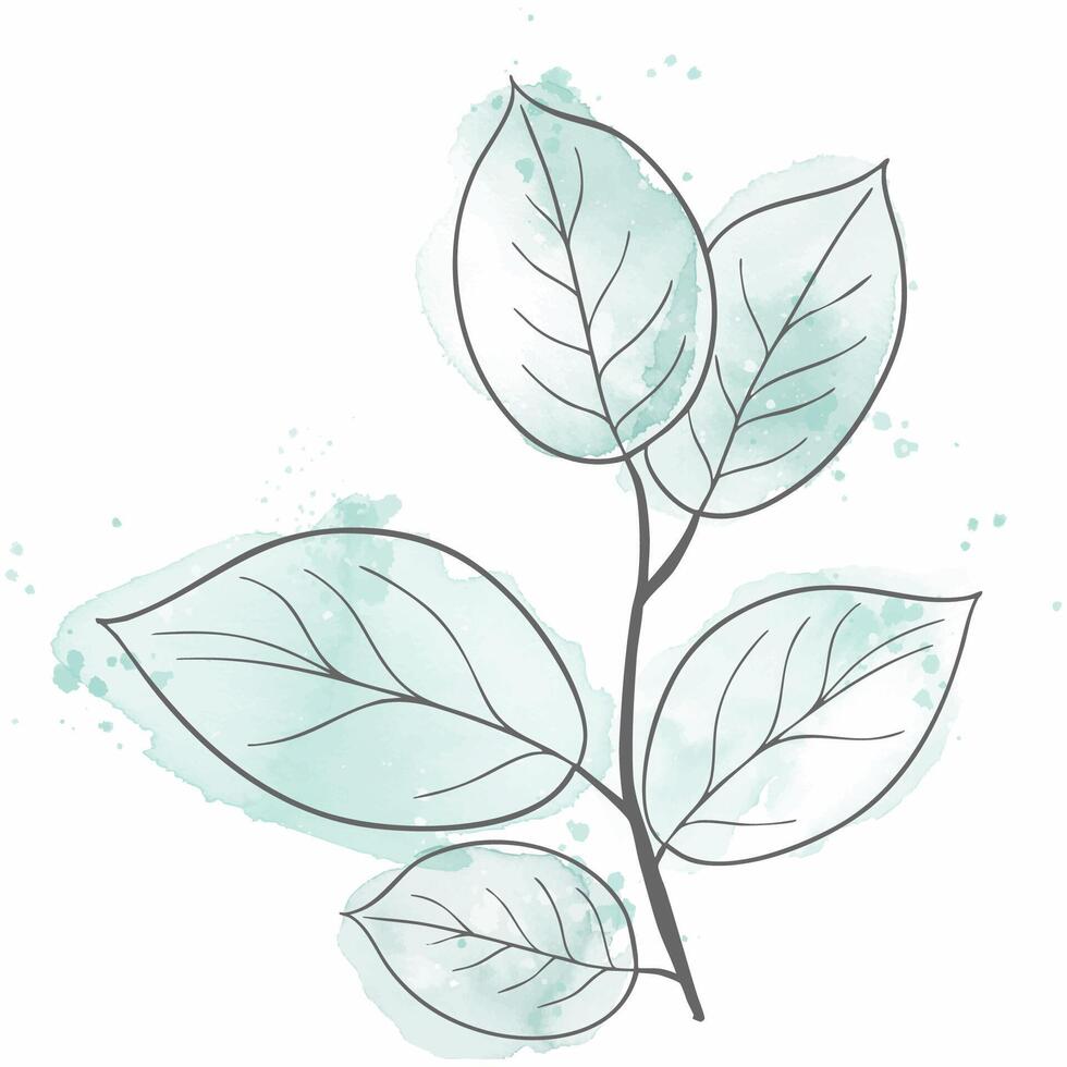 Hand painted watercolour background of leaves design vector