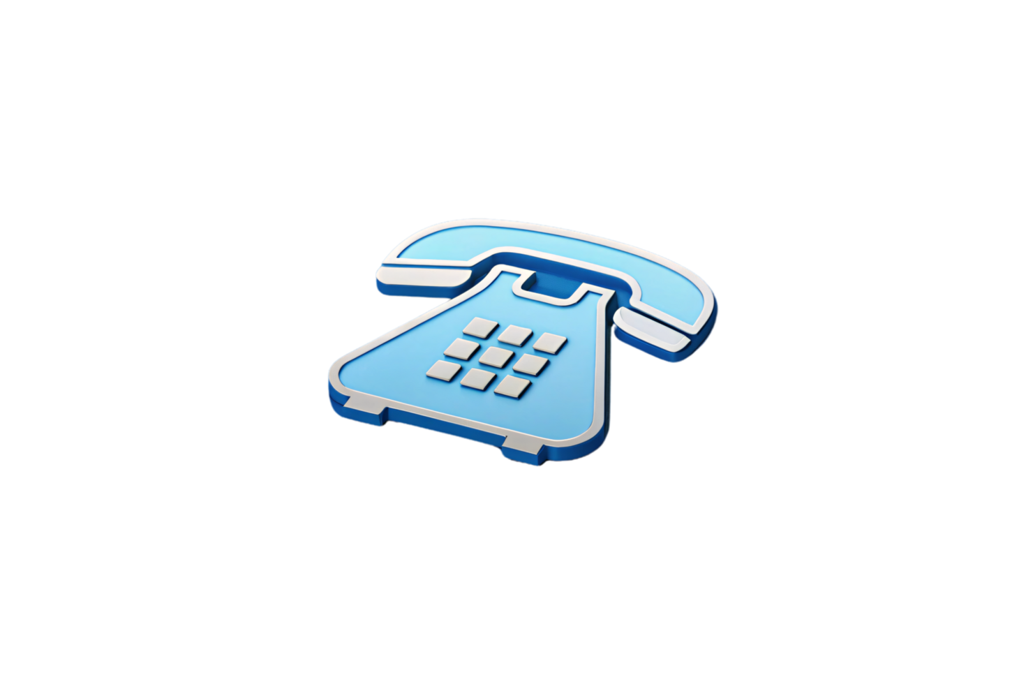 Blue and white retro telephone icon in a 2D design, blending nostalgia and modernity, representing traditional communication devices with simplicity png