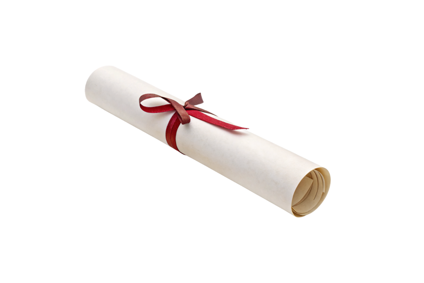 A simple rolled parchment tied with a thin red ribbon, minimalistic and symbolic of an academic or professional accomplishment png