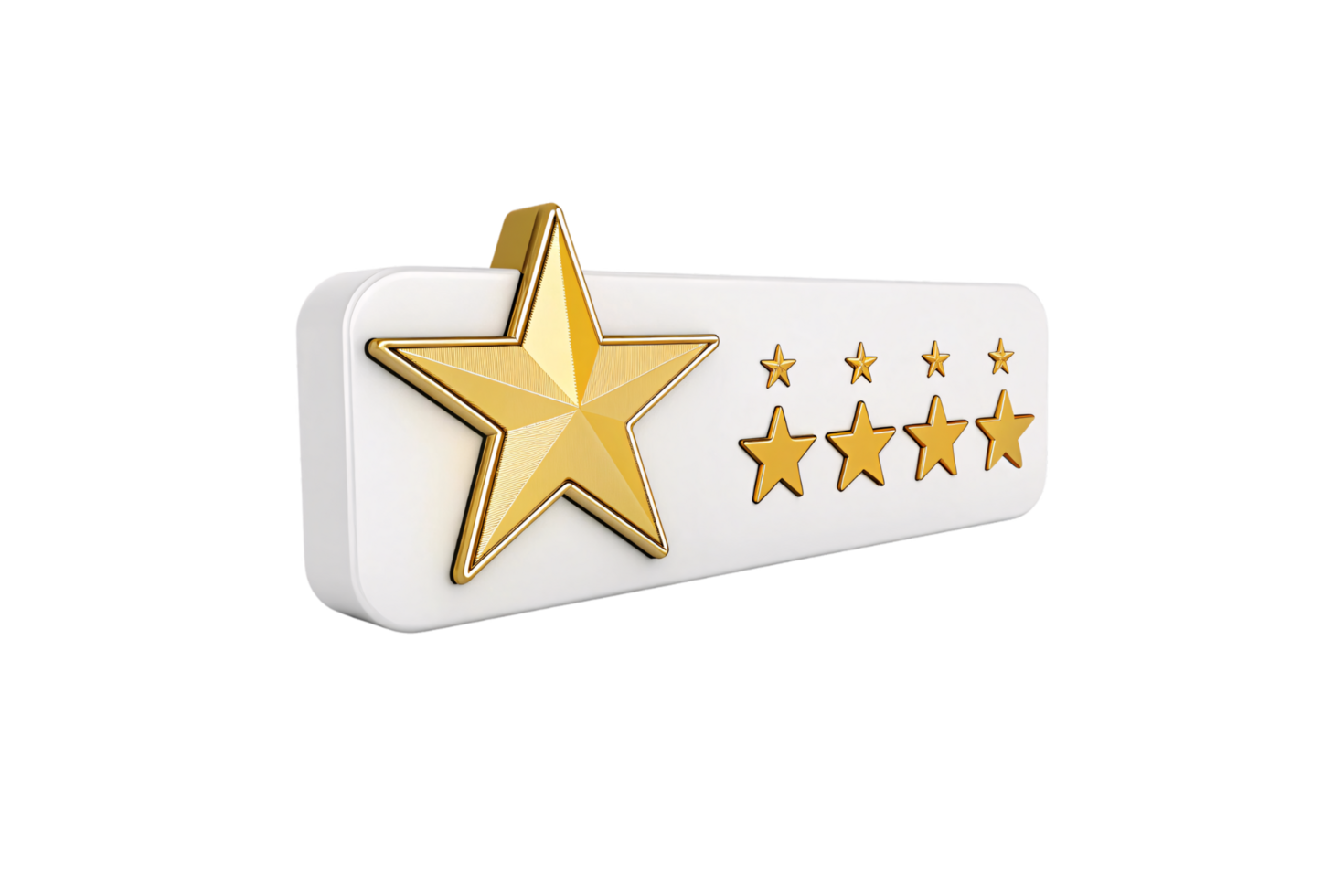 A white bar with five golden stars, one raised prominently, representing a rating system or customer review indicator png