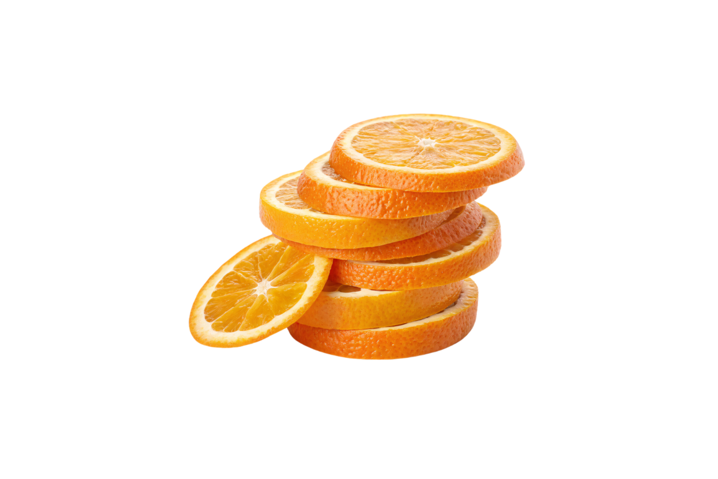 A slightly shifted stack of orange slices, highlighting their circular shape and juicy, vibrant appeal png