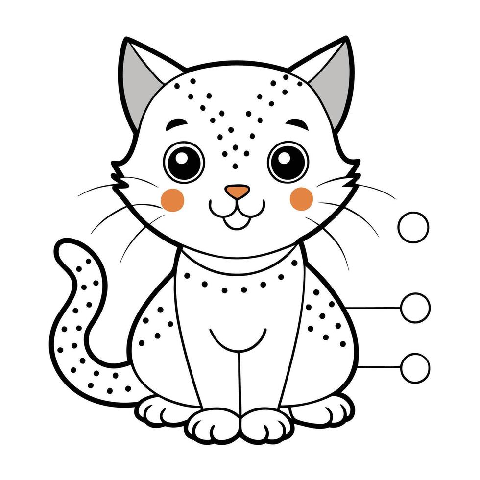 Connect the Dots Puzzle to Reveal and Color a Charming Cat vector