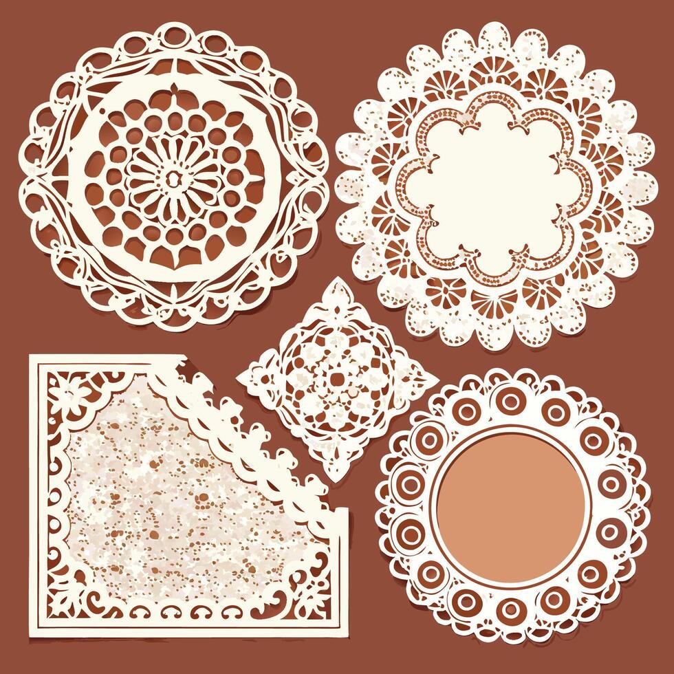 Delicate Laser Cut Paper Doily Templates for Lace Frames and Projects vector