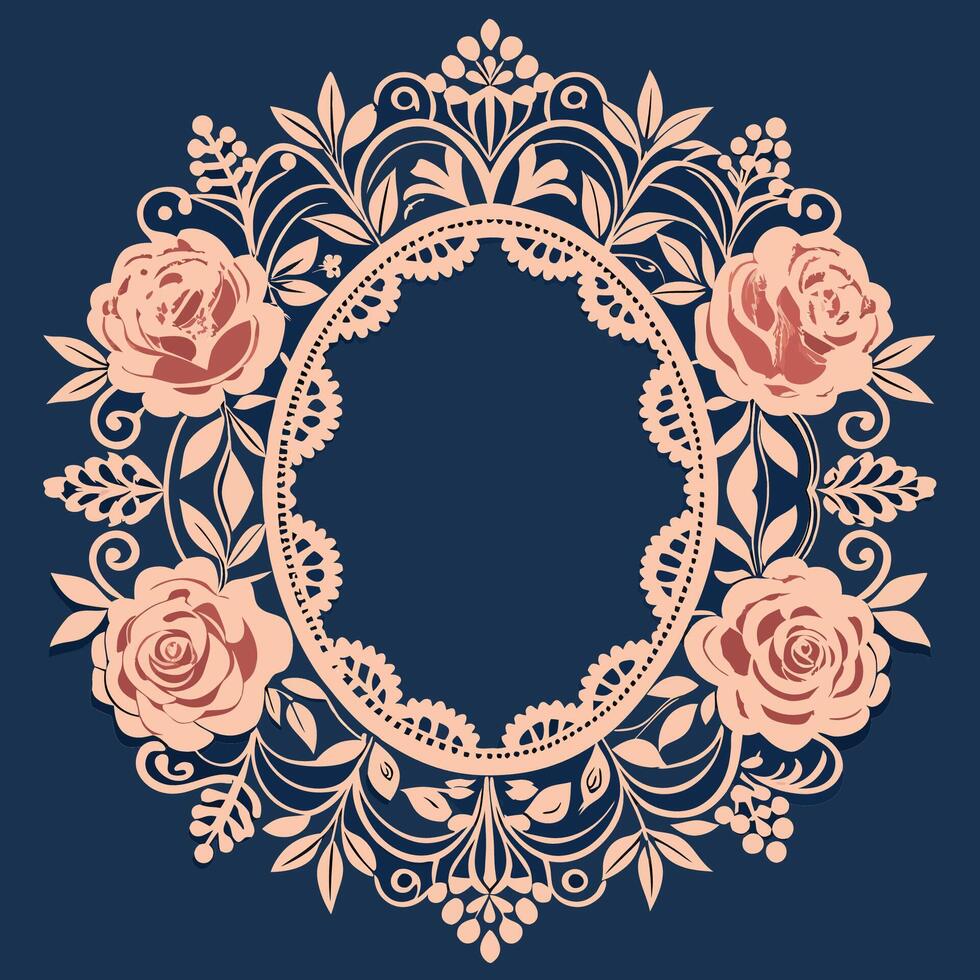 Intricate Laser Cut Lace Frame Template for Stunning Decorations and Stencils vector