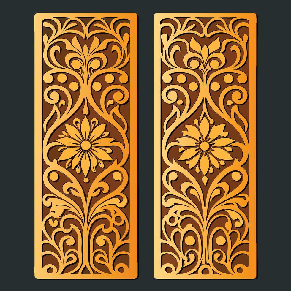 Intricate Laser Cut Panel Template Featuring Swirling Patterns and Ornamental Designs vector