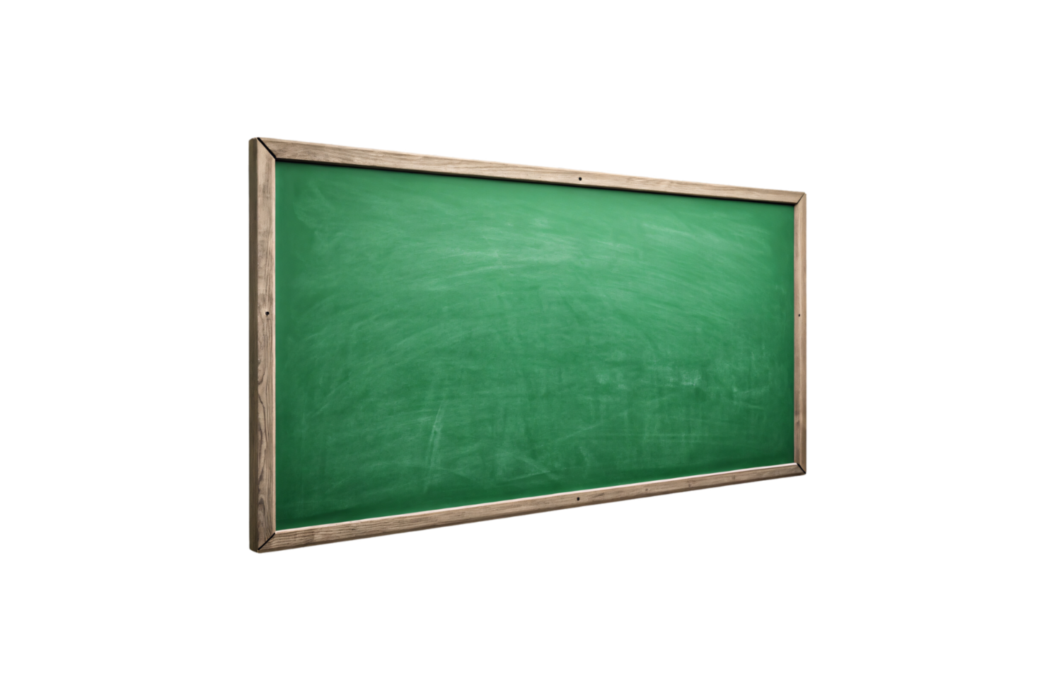 A green chalkboard with a modern wooden frame, clean lines, and a large writing surface, perfect for educational or creative presentations png