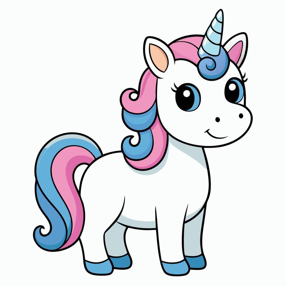 Adorable and Whimsical Cartoon Unicorns on an Isolated White Background vector