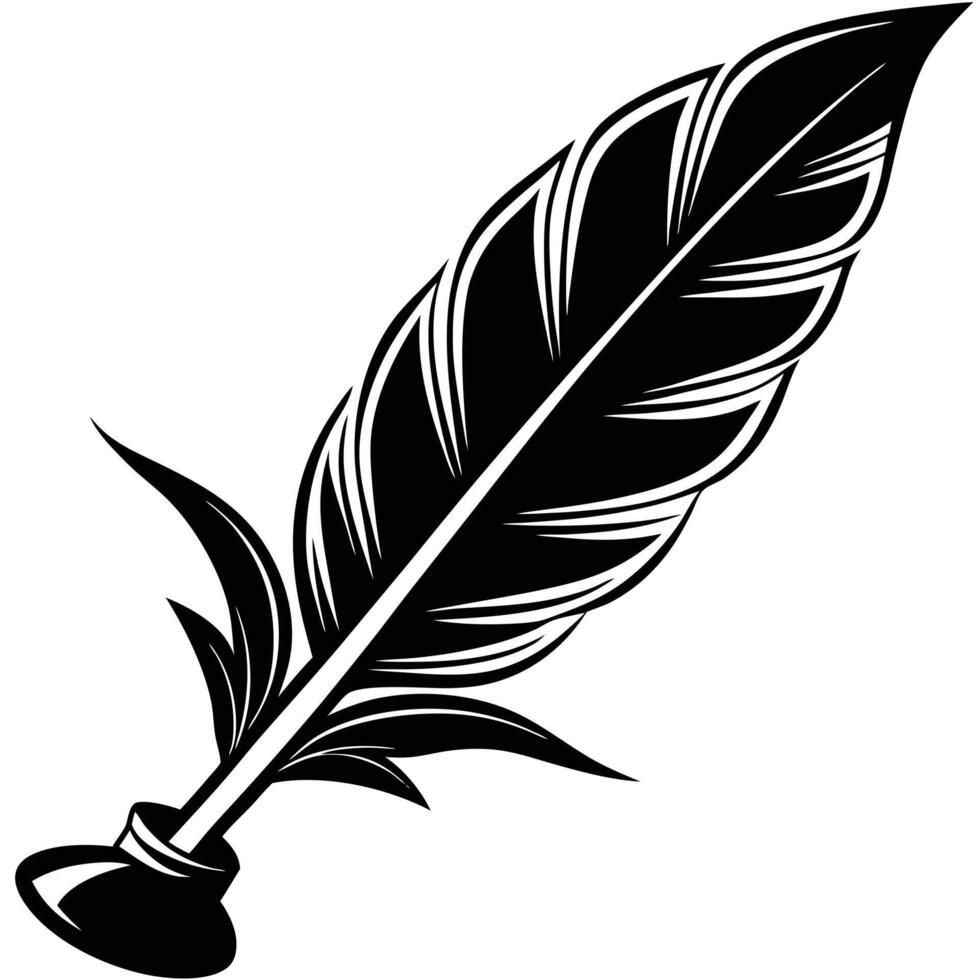 Elegant Silhouettes of a Quill Pen for Artistic Writing and Drawing vector