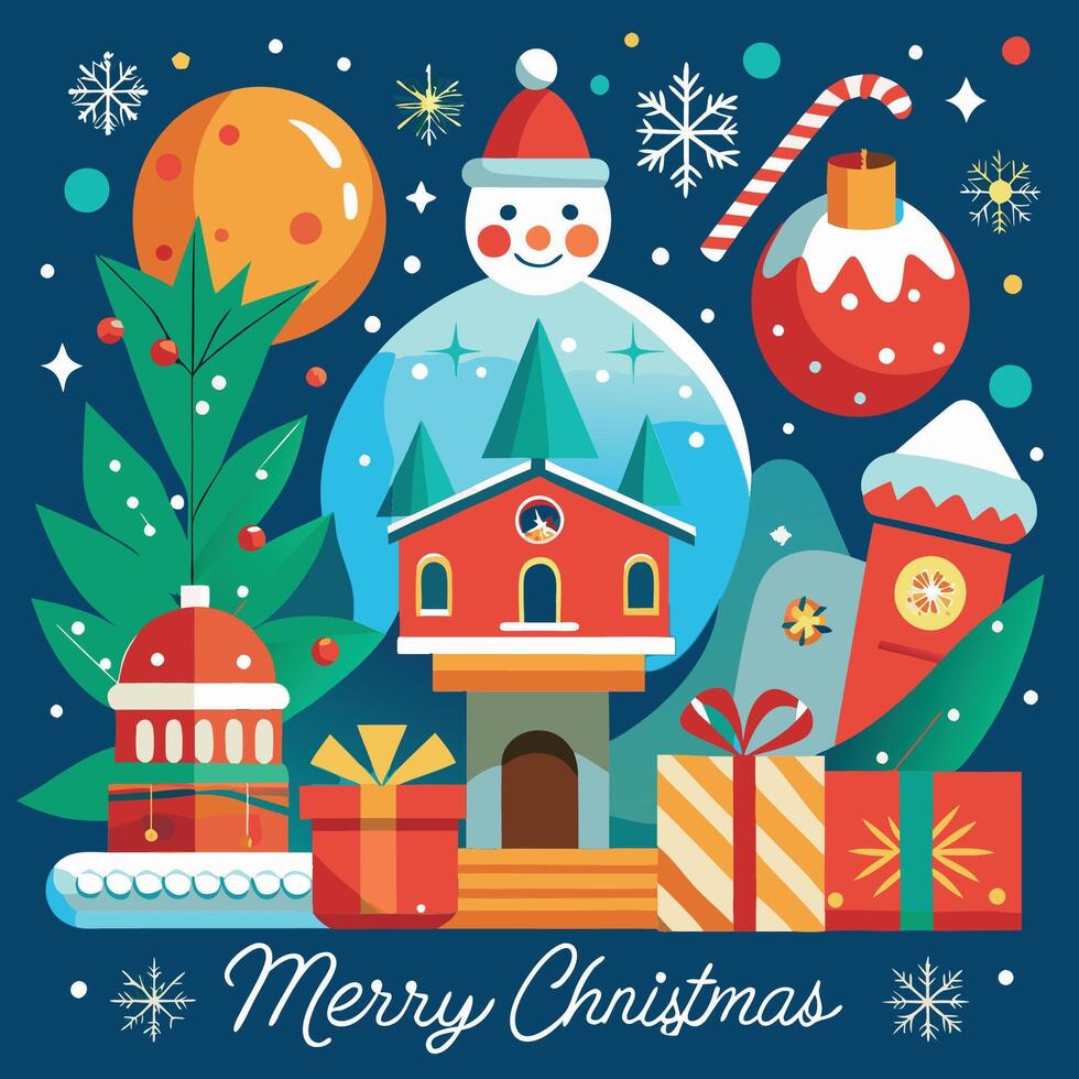 Heartfelt Holiday Wishes of Christmas Merriment and Prosperous New Beginnings vector
