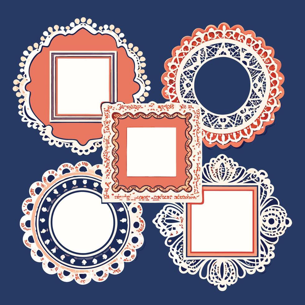 Delicate Lace Frames Photo Frames Template Designs for Cutting and Home Dcor vector