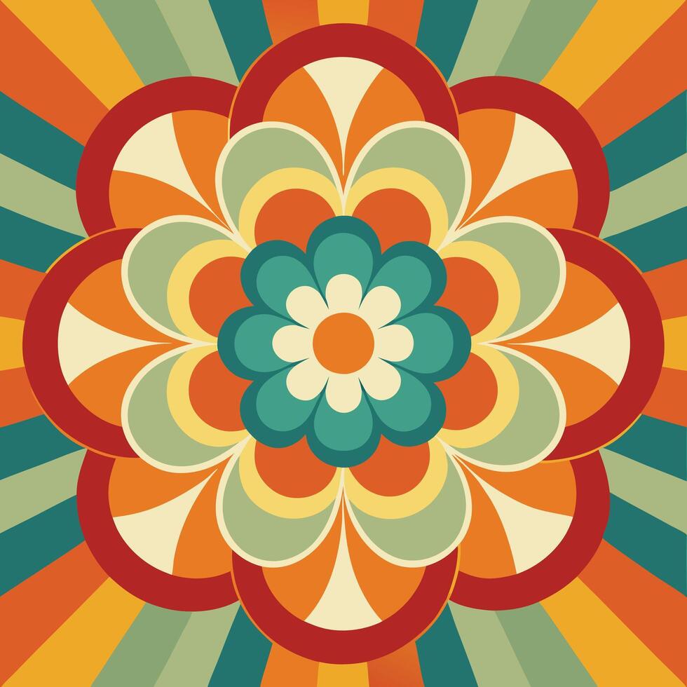 Retro Geometric Flower Pattern A Nostalgic Blast from the Past vector
