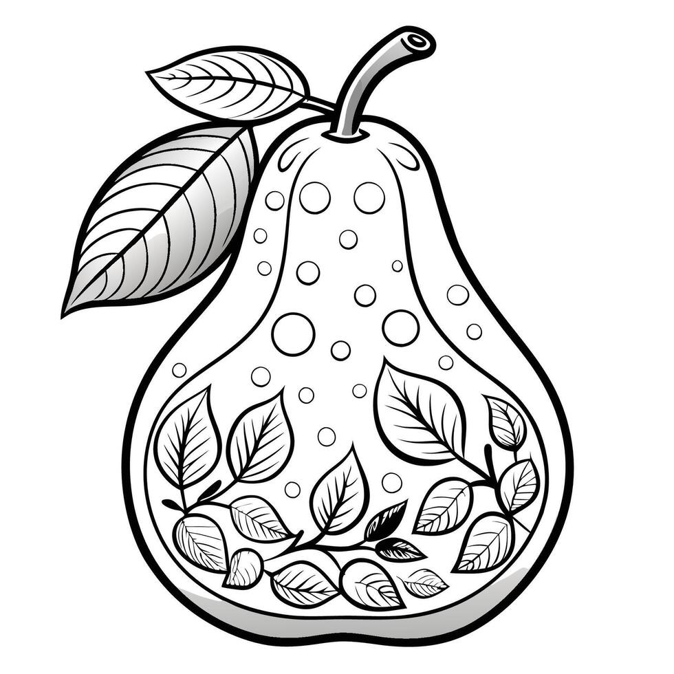 Pear Shape Coloring Page Illustrating an Isolated and Realistic Pear vector