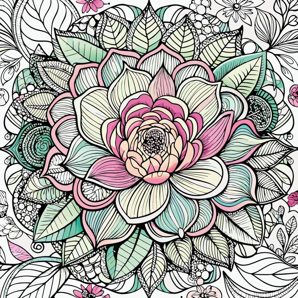 Intricate Abstract Flower Garden Line Art for Backgrounds vector