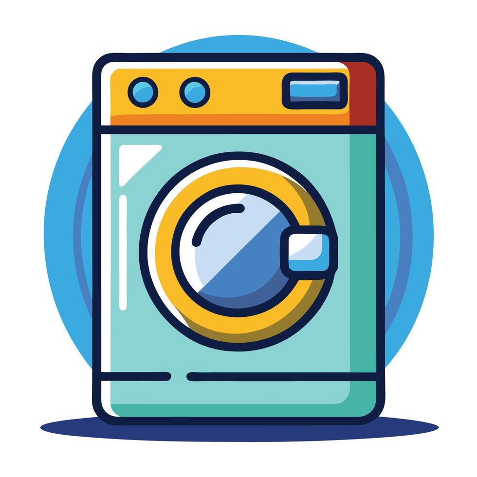 Cute Cartoon Washing Machine with Bubbles and Detergent vector