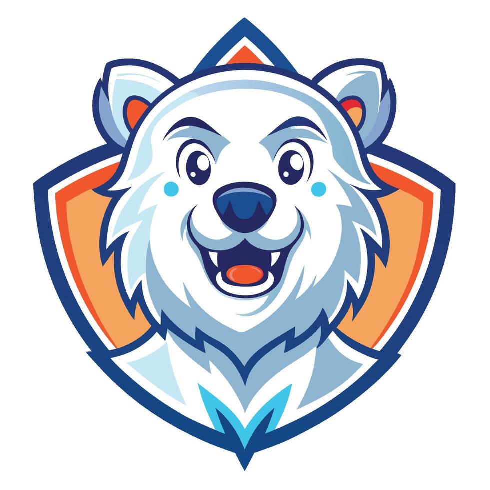 Majestic White Bear Mascot Cartoon in Logo Illustration vector