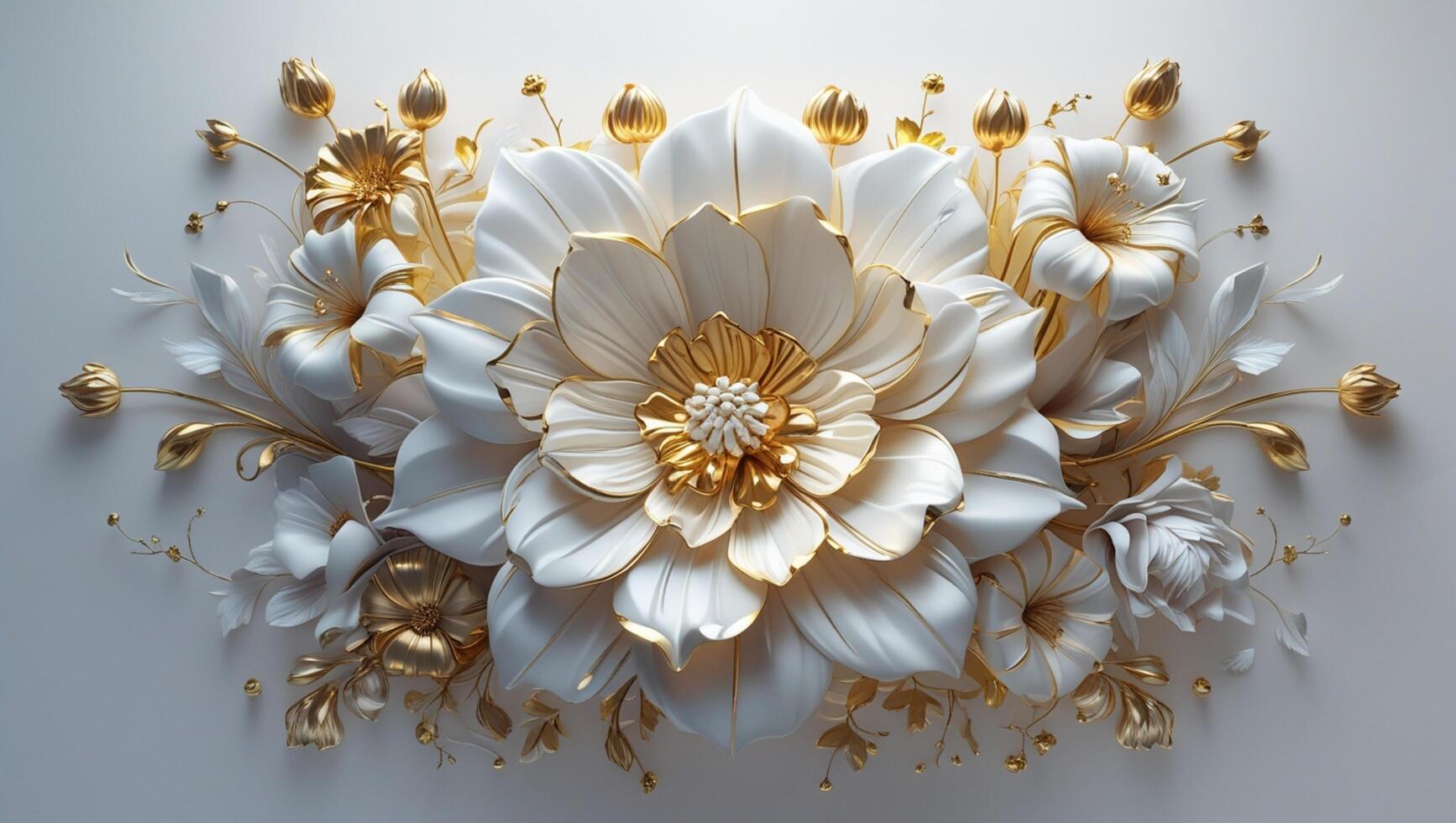 golden flowers on white background photo