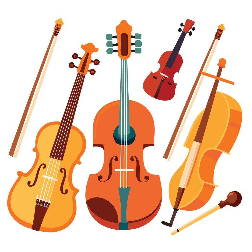 Comprehensive Illustration Collection of String Musical Instruments vector