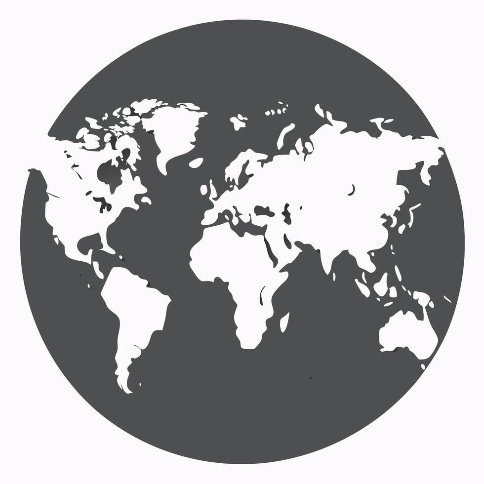 Intricate World Map in Grayscale Displaying Countries Cities and Borders vector