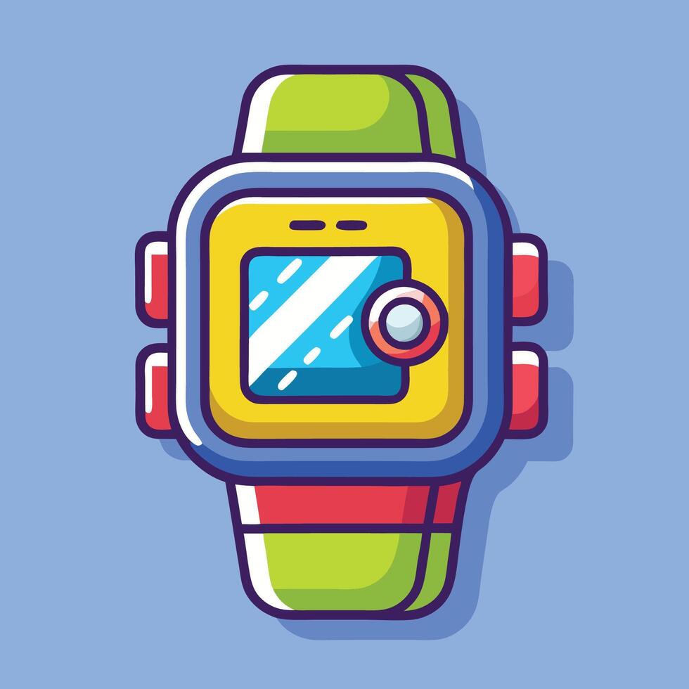 Cartoon Illustration of a Cheerful Wrist Watch with Pointer vector