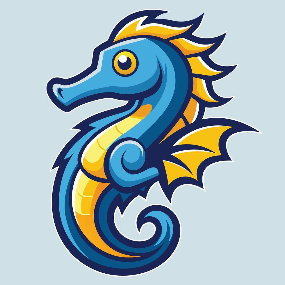 Logo Illustration of a Cartoon Seahorse Mascot with Elegant Details vector