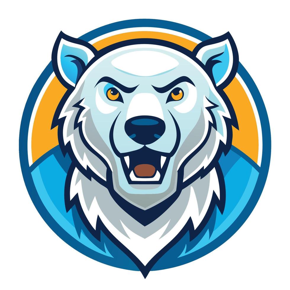 Cute and Playful Polar Bear Mascot Cartoon with a Friendly Expression vector