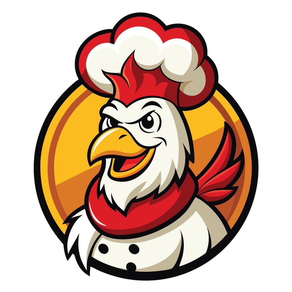 Feisty Rooster Chef Mascot Logo Illustration for Food and Culinary Businesses vector