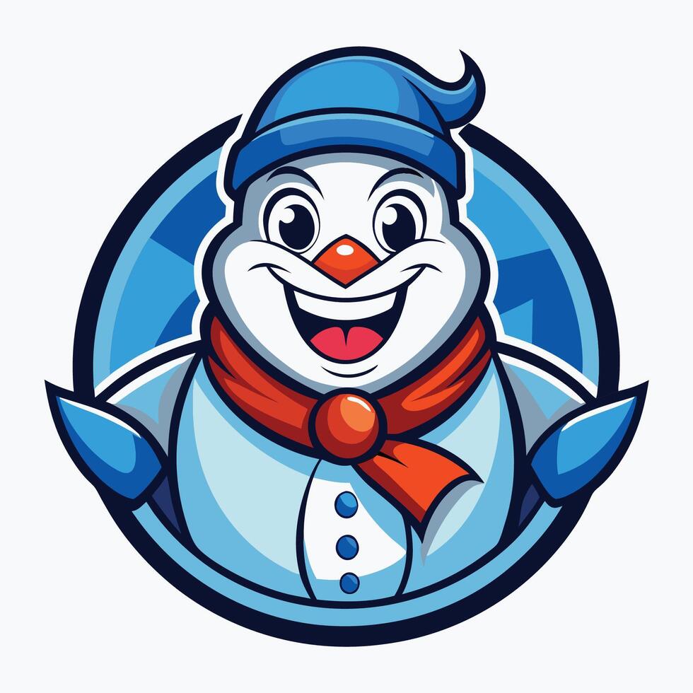 Festive and Friendly Illustration of a Snowman Mascot Cartoon Character vector