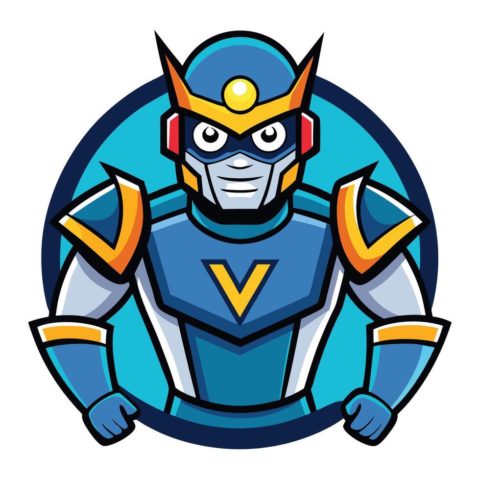 Illustration of a Robot Mascot Cartoon in a Stylized Design vector