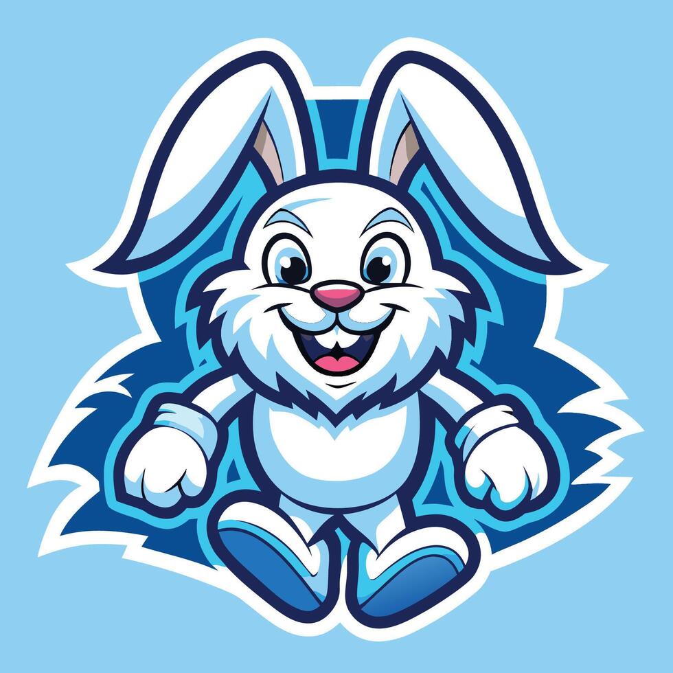 Cute Snow Bunny Mascot Cartoon Character with a Logo Design vector