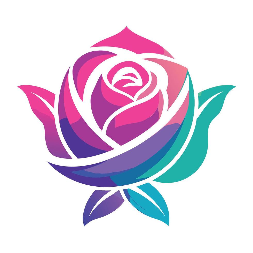 Gradient Rose Logo Illustration in Vibrant Colors vector