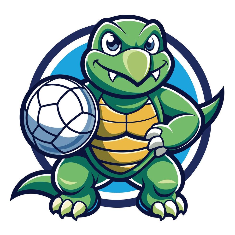 Minimalist Illustration of a Volley Tortoise Mascot with Geometric Patterns vector