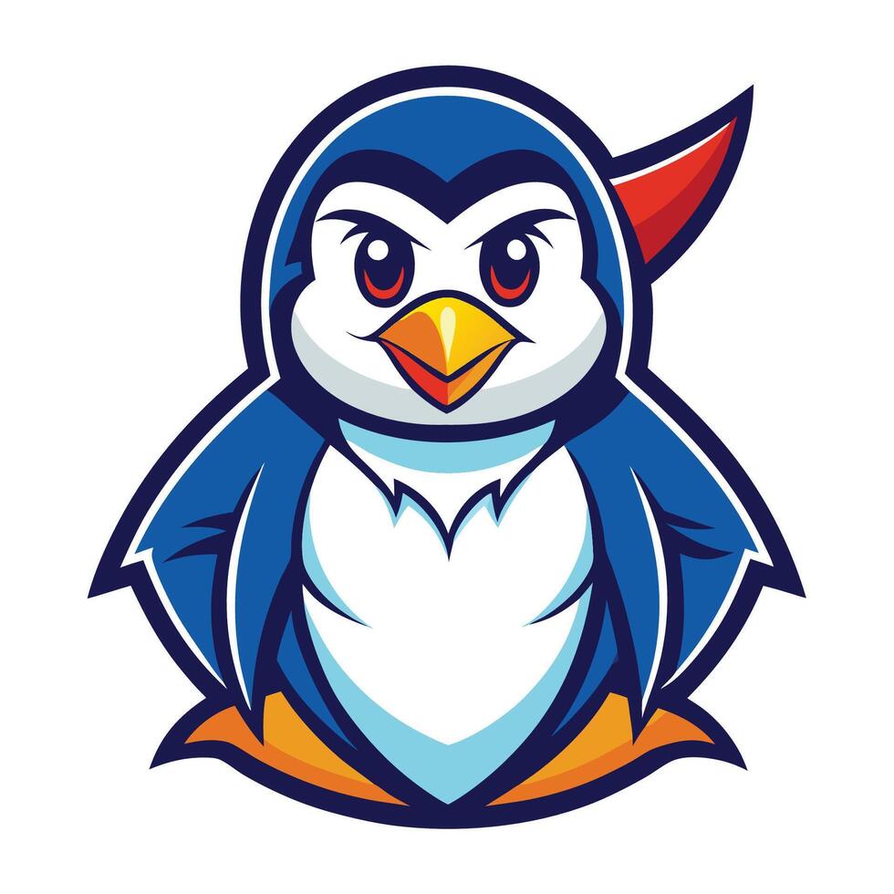 Adorable Logo Cartoon Illustration Featuring a Friendly Penguin Mascot vector