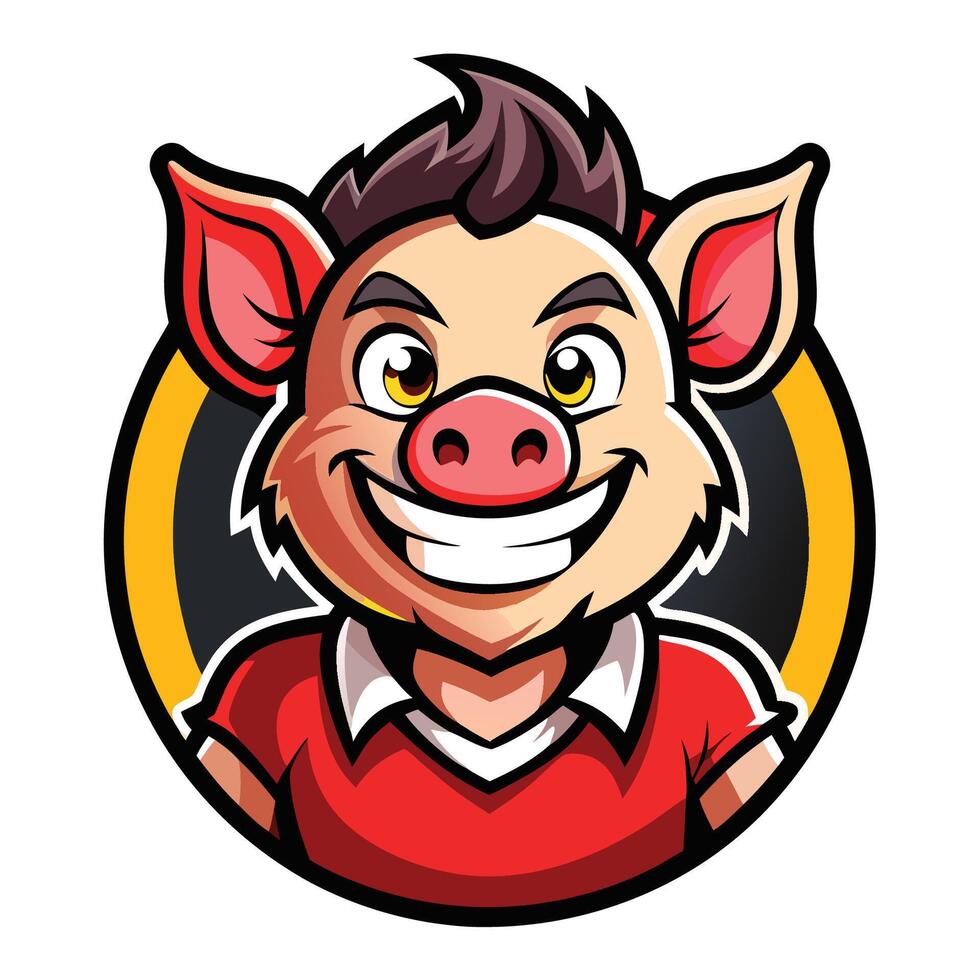 Adorable Illustration of a Pig Boy Mascot Character in a Cartoon Style vector