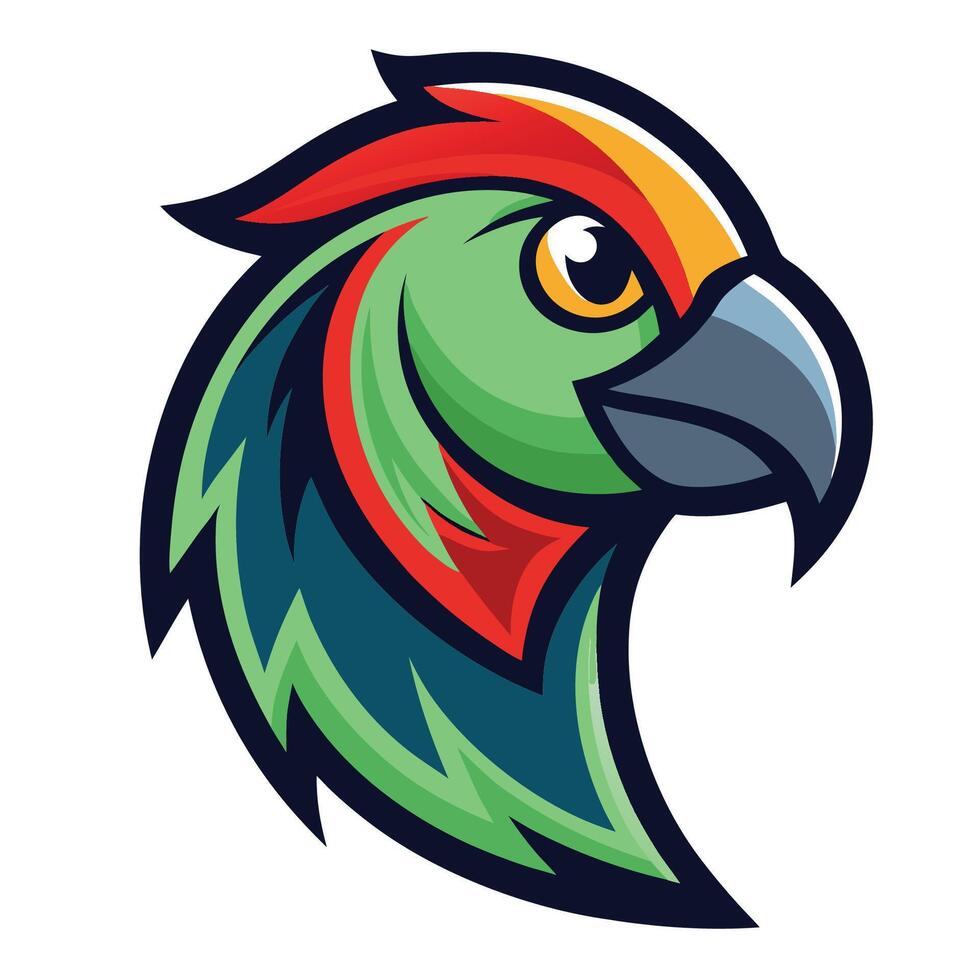Vibrant Parrot Illustration in Simple Eye Catching Mascot Style vector