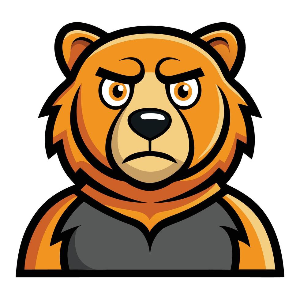 Depressed Bear Cartoon Character Mascot in Simple Graphic Style vector