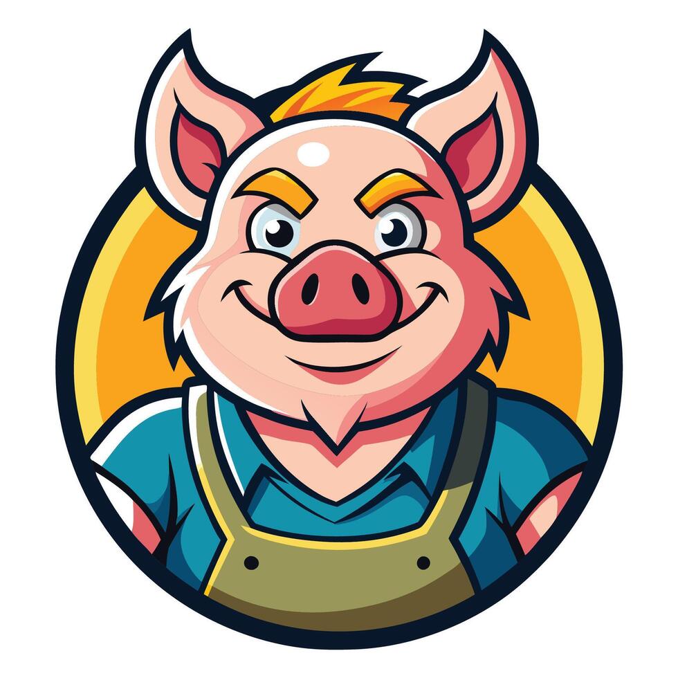 Cute and Playful Cartoon Illustration of a Pig Man Mascot vector