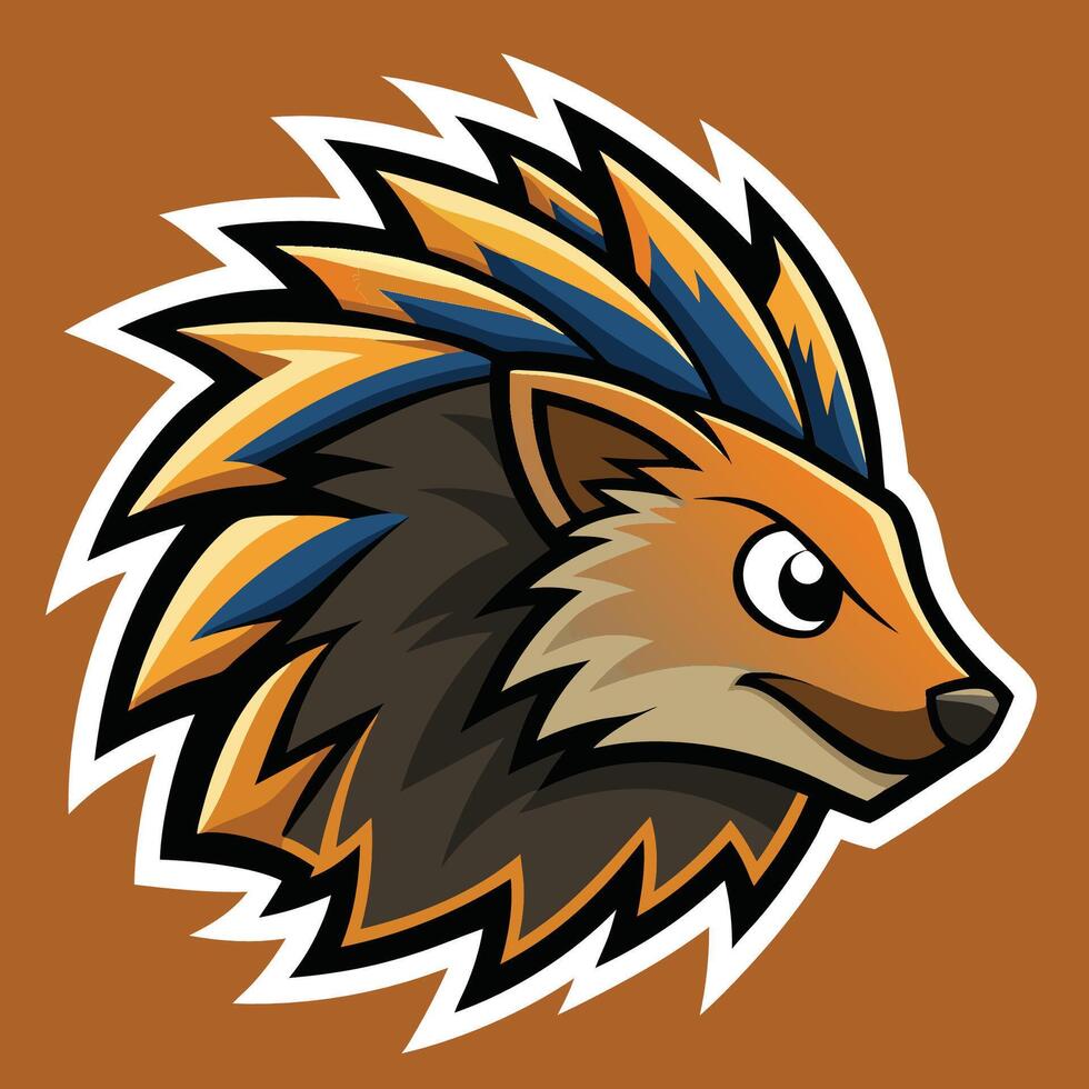 Minimalist Porcupine Mascot Design with Simple Lines vector