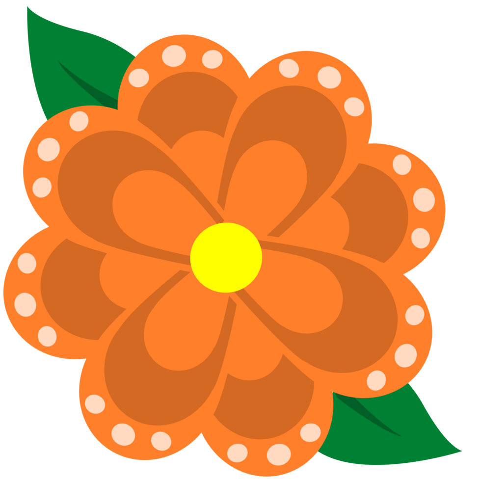 orange and yellow flower with leaves png
