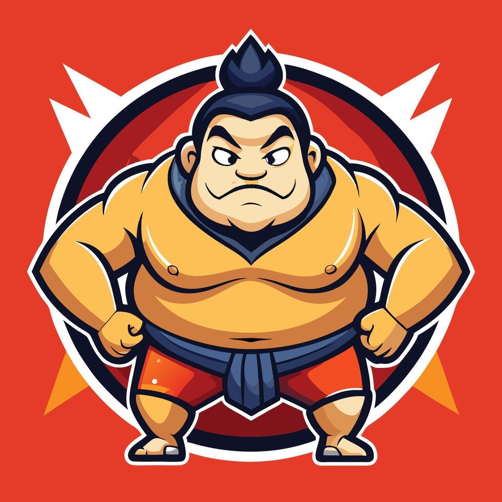 Illustration of a Cartoon Sumo Mascot Character vector