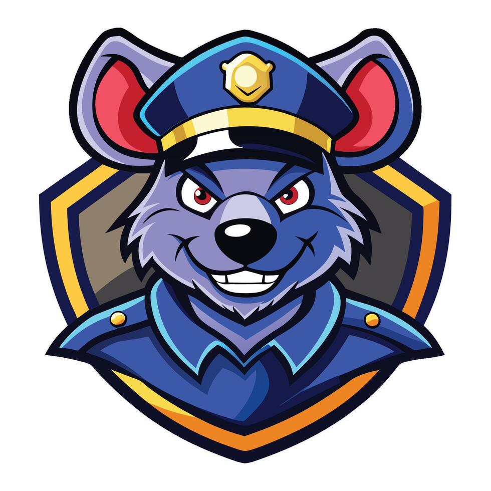 Mighty and Menacing Rat Police Mascot A Cartoon Illustration vector
