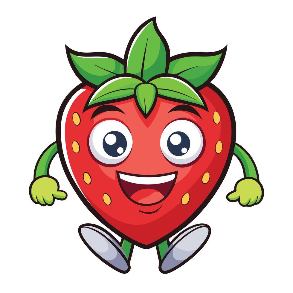 Cute and Vibrant Cartoon Strawberry Mascot Logo Illustration vector