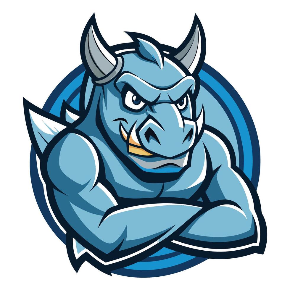 Logo Illustration of a Rhino Mascot in Cartoon Style vector