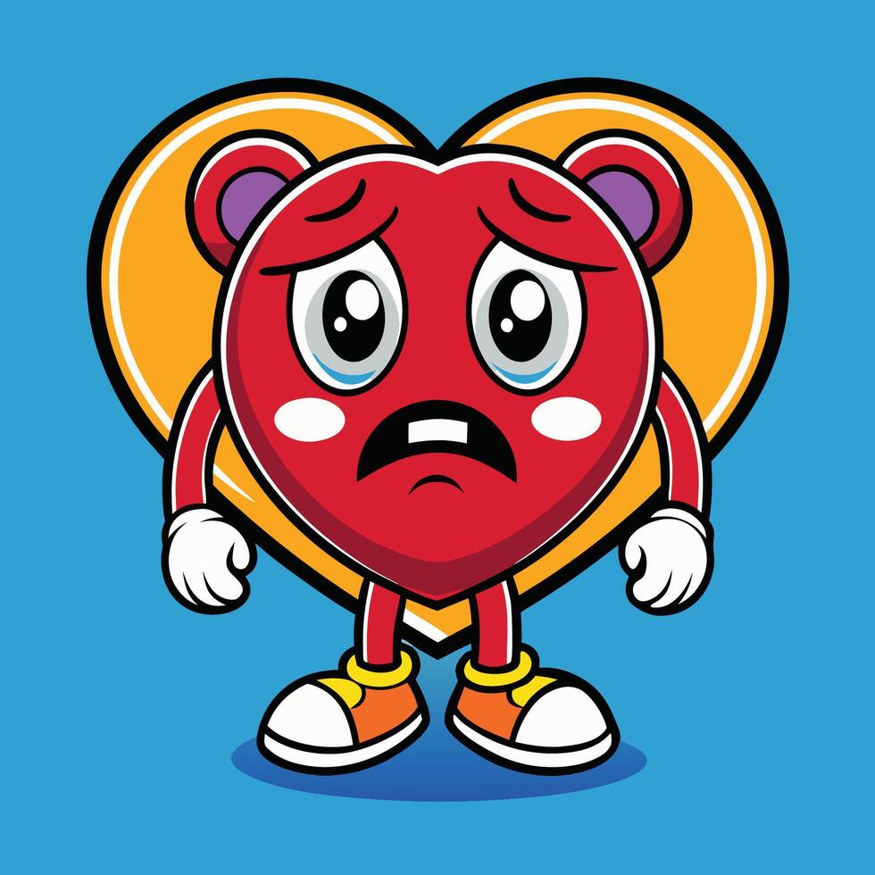 Illustration of a Sad and Heartbroken Cartoon Mascot Character Expressing Love vector