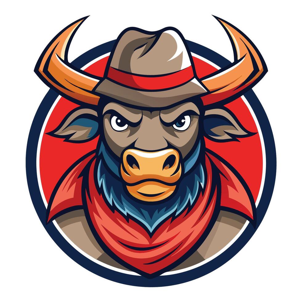 Fierce and Furious Illustration of a Rodeo Bull Mascot vector