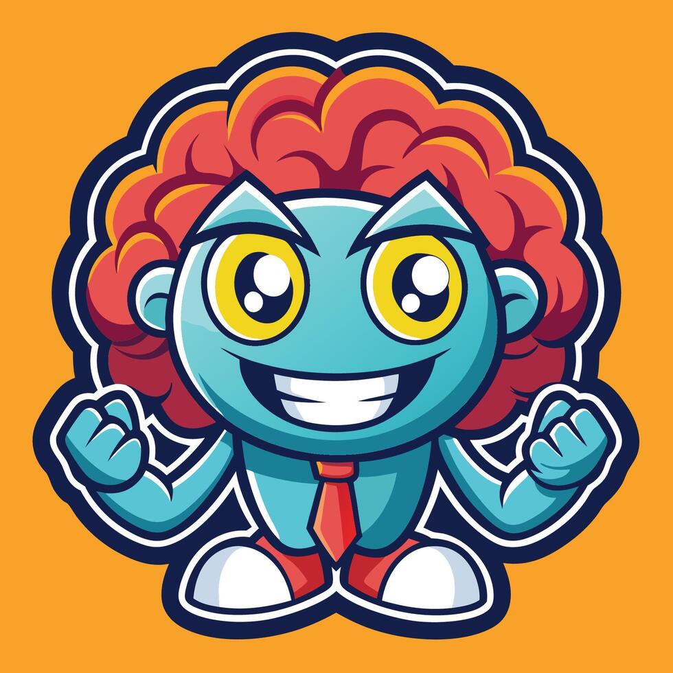 Smart Brain Mascot Caricature as a Logo Illustration vector
